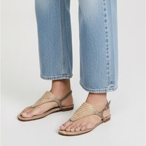 Stuart Weitzman snakeskin animal print Santorini flat sandals - size 8